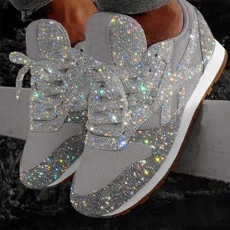 Glitter Sneakers Casual Bling Platform Comfortable Plus Size Shining Shoes